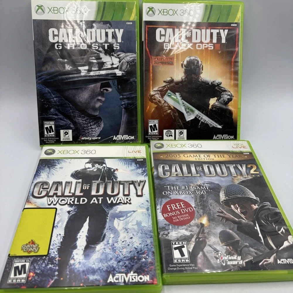Xbox 360 4 Games Call Of Duty Black Ops Cod2 Ghosts World At War